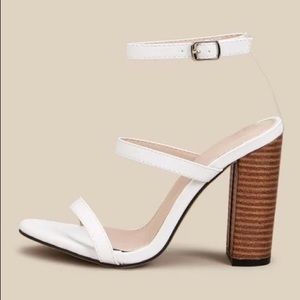 White Strappy Chunky Heels